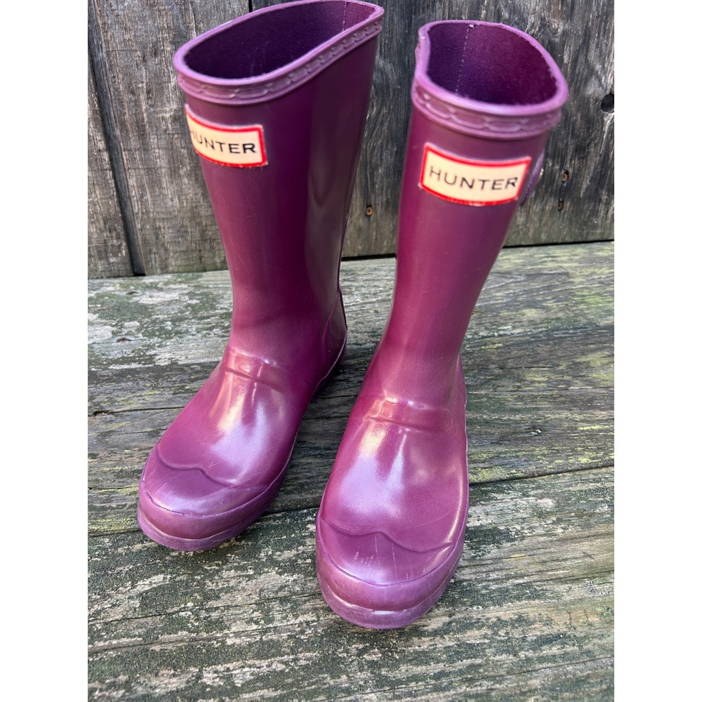 Hunter Kids First Classic Rain Boots Purple Gloss Waterproof US 13 EU 31 UK 12